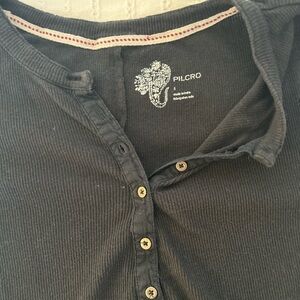 Pilcro Charcoal Ribbed Button-Up Shirt